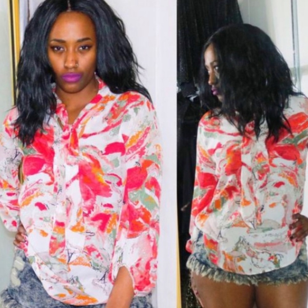 New York & Company Print Blouse